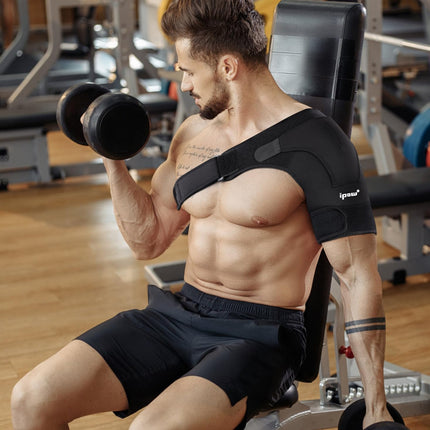 ipow Adjustable Shoulder Support Neoprene Shoulder Brace Strap Shoulder Protector for Sports Injuries Shoulder Pain Relief Unisex Fits Left or Right Shoulder Size M