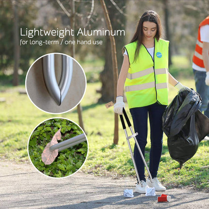 EJG 92 cm Long Commercial Garbage Grabber, All-Purpose Grabber, Lightweight Aluminum &amp; Rustproof, Trash Tongs, Waste Collection Garden Grabber Plogging for Garbage Collection (Black)