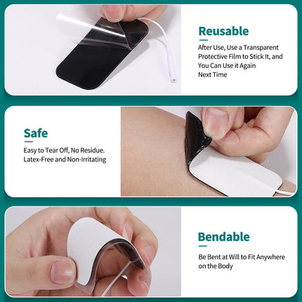 Tens Electrode Pads, 20 pieces self-adhesive electrodes Tens device, 40 x 80 mm Tens electrodes reusable for the relief of muscle, back and joint pain Compatible with most TENS