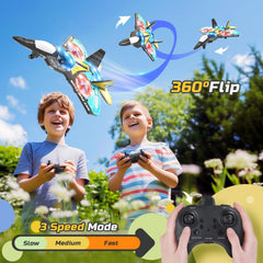 RC Drone for Kids and Beginners, Remote Controlled Airplane with Light, Hover Drone, 360° Flip and 2 Batteries (18 Minutes)