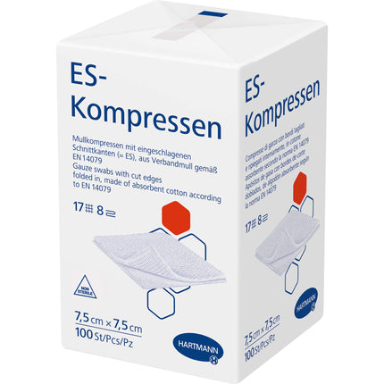 ES-COMPRESSES non-sterile 7.5x7.5 cm 8-ply 100 pcs