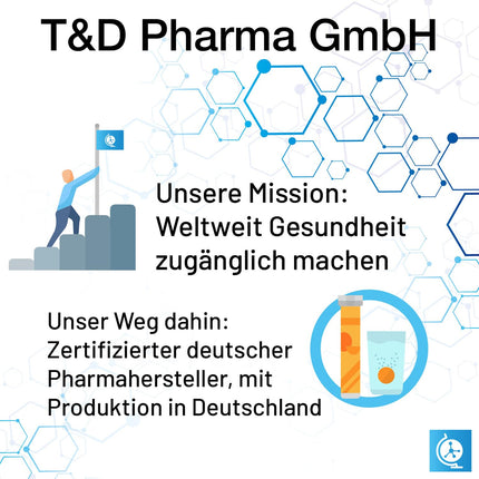 Effervescent Tablets Assortment Mix T&amp;D Pharma - 7x20 = 140 German Effervescent Tablets - Vitamins and minerals in fruity flavors - Made in Germany