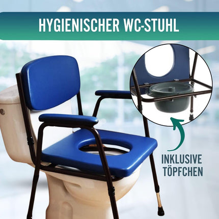 OrtoPrime Toilet Chair, Padded, Portable, Adjustable, Portable, with Clip-on Bidet, Bathroom Chair for Elderly, Geriatric Bathroom Chair, Comfortable and Durable