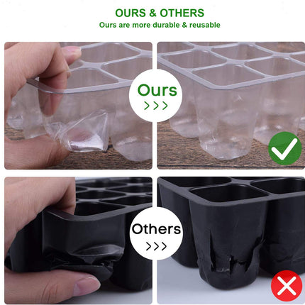 Feizeisun Growing Greenhouse 12 Pieces 144 Cells Indoor Greenhouse Grow Box Mini Greenhouse Grow Kit Greenhouse Grow Tray with Lid and Ventilation, 20 Labels, 2 Tools