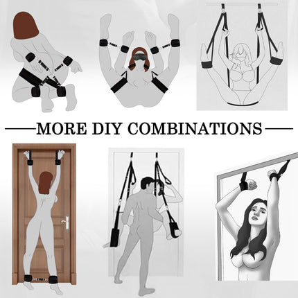 2024-New love swing sex swing door swing, versatile bondage set, handcuffs sex bed, love swing sex furniture + whip + SM eye mask, BDSMs toy hard, bondage sex set