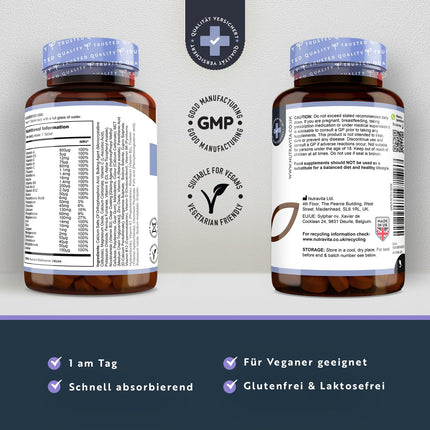 Multivitamin &amp; Minerals - 365 high-dose tablets with bioactive forms and premium raw materials - Independently laboratory tested - vegan, multivitamin tablets with 26 active vitamins
