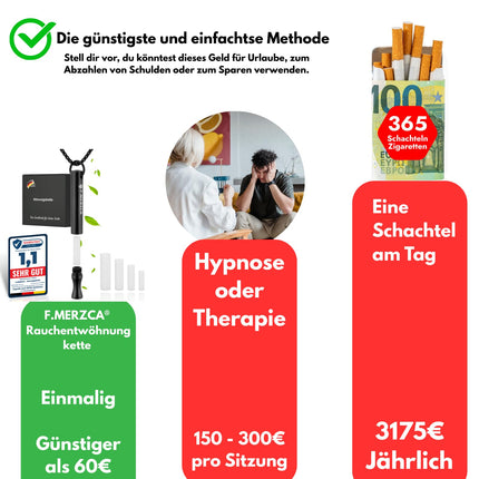 F.MERZCA Smoking Cessation Breathing Chain 2.0 with 10 free filters – Cigarette replacement for real resistance when quitting smoking – Finally smoke-free with non-smoking aid chain