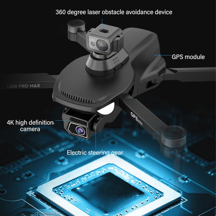 BuyWeek Drone with 4K Camera, L500 Pro MAX GPS Mini Drone 360 ​​Degree Obstacle Avoidance Brushless 4K HD Aerial Photography RC Quadcopter for Beginners