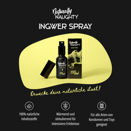 Naturally Naughty Ginger Spray: Warming, stimulating effect for intense orgasms, natural ingredients, with ginger and blackberry extract, 30 ml