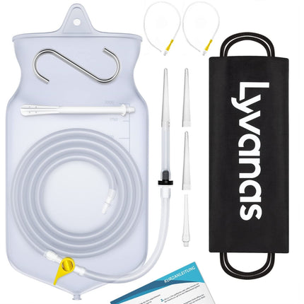 Lyvanas Enema Set for Colon Cleansing (BPA and Phthalate Free) - 2 Liter Enema Set Fully Equipped for All Enemas - Premium Travel Irrigator Set