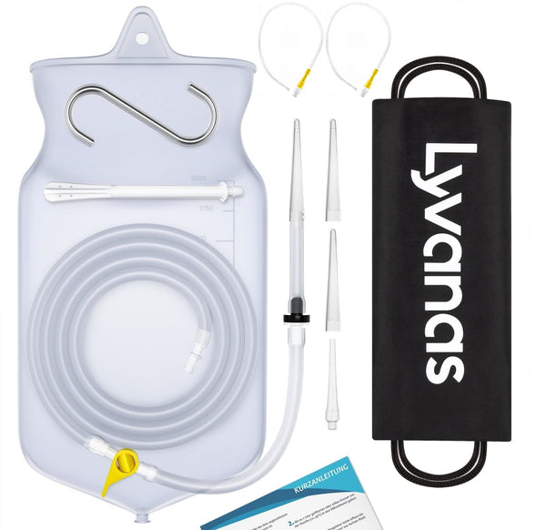 Lyvanas Enema Set for Colon Cleansing (BPA and Phthalate Free) - 2 Liter Enema Set Fully Equipped for All Enemas - Premium Travel Irrigator Set
