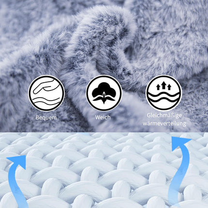 OBSGUMU Hot Water Bottle with Cover – 2L Leak-Proof Hot Water Bottle Large with Kangaroo Pocket, Soft Fluffy Hot Water Bottles, Cuddly Bed Bottle, Hot Water Bottle for Children &amp; Adults (Blue)