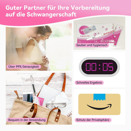 Wondfo Pregnancy Test 20x Early Pregnancy Test 10 miu/ml Early Rapid Pregnancy Test Strips Home 6 Days Earlier Than Your Period Pregnancy Test