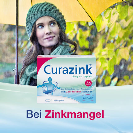 Curazink hard capsules - Medicine for the treatment of clinically confirmed zinc deficiency - high dose with 15 mg zinc in the unique zinc-histidine complex - 1 x 50 hard capsules