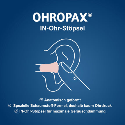 OHROPAX Young earplugs – for ears with smaller ear canals – soft foam in-ear plugs – sound insulation value SNR 35 dB – ideal for rest, concentration, and leisure – 10 pieces