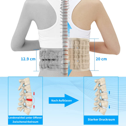 6xigouma Decompression Back Belt - Lumbar Support Belt for Men and Women, Lower Back Pain Relief, Back Traction Device, Fits Waist Size 74-124 cm (Beige)