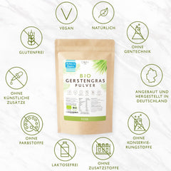 Organic barley grass powder 900g value pack from German cultivation Organic quality from Bavaria Barley grass powder vegan laboratory tested organic cultivation