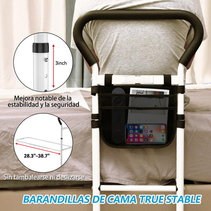 Zuanduo Bed Rail for Seniors for the Safety of Older Adults, Bed Support Bar with Motion Light and Storage Bag, Adjustable Support Feet, Bed Riser Aid, Standing Aid for Seniors