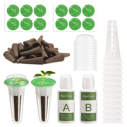 Seed Capsule Kit for Aerogarden, Grow-Anything Kit for Hydroponics, Plant Capsule Kit A&amp;B for Solid Plant Fertilization with Plant Baskets, Grow Sponges, Plant Domes, and Labels, (12 Pieces)