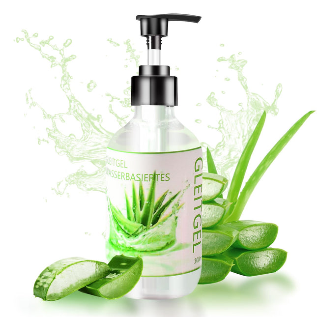 Water-based lubricant, 300 ml lubricant gel for sex, with nourishing aloe vera extracts, non-sticky, no sugar, for men and women, suitable for sex toys and condoms