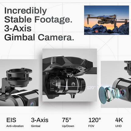 BEZGAR BD901 Drone with Camera for Adults 4K Long Range - Foldable Mini Drone with 4K Video, 3-Axis Gimbal, 3km Transmission, 23 Minutes Flight Time, Return Home, Follow Me