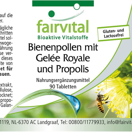 Fairvital | Bee Pollen with Royal Jelly and Propolis - 90 Tablets - HIGH DOSE