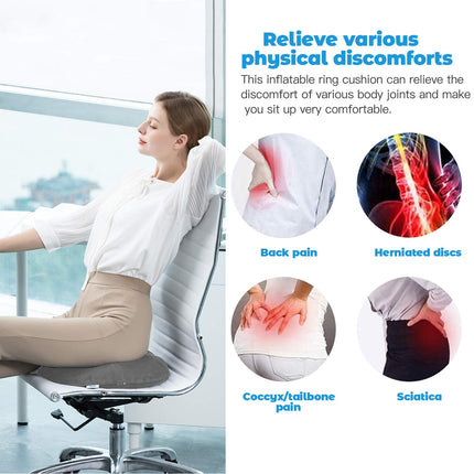 Seat Cushion Orthopedic Ring Cushion Inflatable Hemorrhoid Treatment Bed Sores Pregnancy Coccyx Pain - Gray