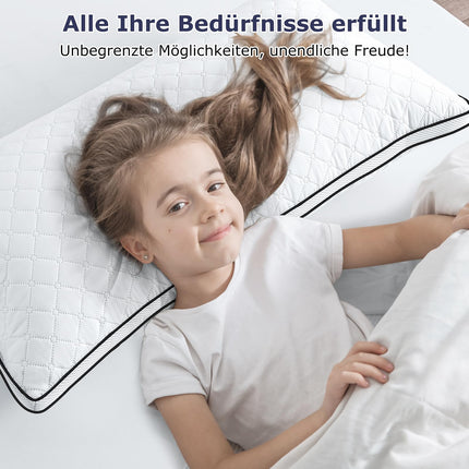 Slybear pillow 40x80 cm set of 2, orthopedic side sleeper pillow with premium filling, breathable neck pillow, sleeping, sitting, bed, sofa pillow for allergy sufferers, soft and supportive, washable