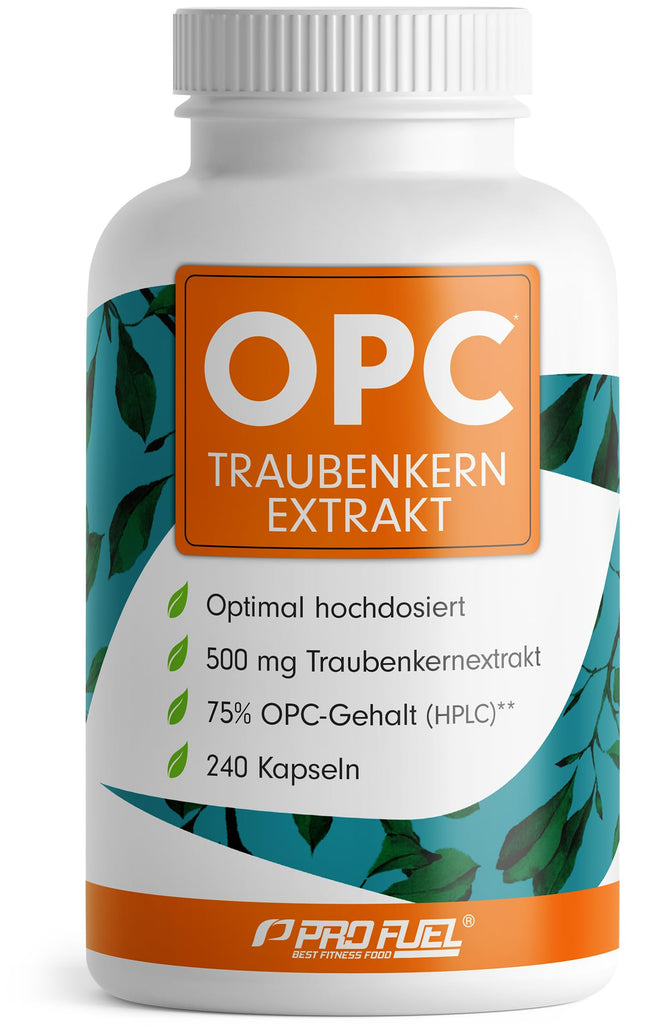 OPC grape seed extract - 240 capsules with 75% pure OPC per capsule - laboratory tested (HPLC method) with certificate: Genuine 75% OPC content - 500 mg - 100% vegan