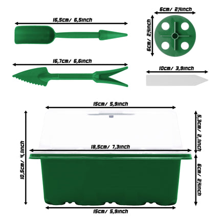 Jujey 4 Pack Mini Greenhouse and Growing Equipment, Grow Box, Indoor Greenhouse with Lid and Ventilation, Growing Kit Ideal for Plant Growth and Seed Germination Green