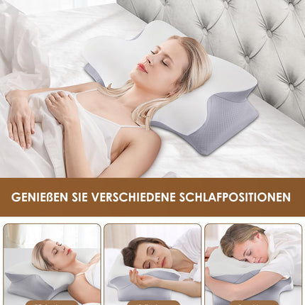 FAIORD Memory Foam Pillow, Ergonomic Neck Pillow, Supportive Pillow, Suitable for Side, Back, and Stomach Sleepers, Removable Pillowcases, 54 x 40 x 11/12 cm