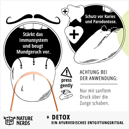 Nature Nerds - Copper Tongue Cleaner (3 pieces) - Jihwa Prakshalana - An Ayurvedic detoxification ritual with the tongue scraper - plastic-free oral hygiene