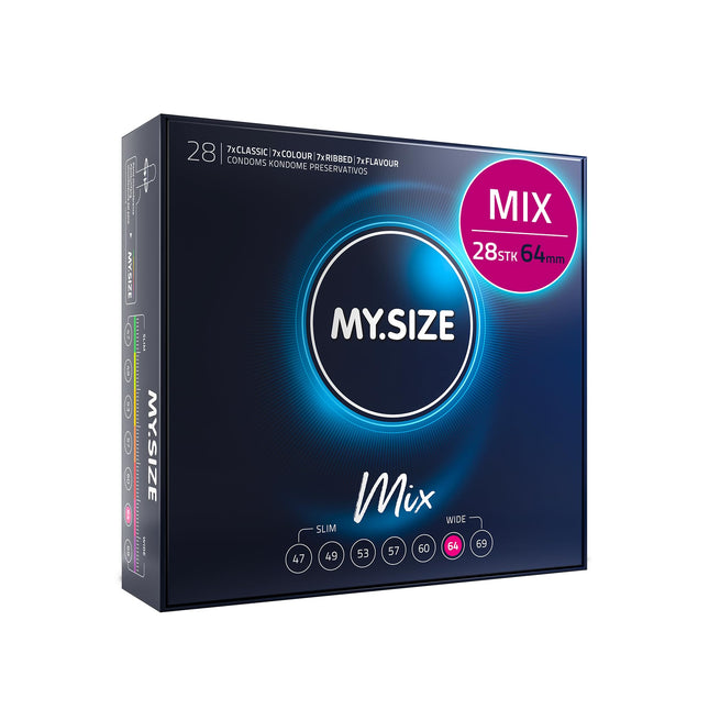 My.Size Mix condoms size 6, 64 mm, large pack, contents 28 pieces
