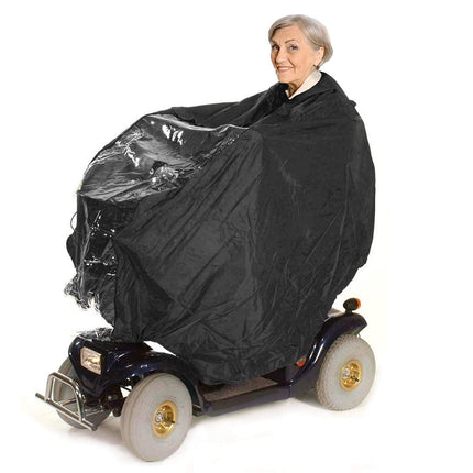 Bramble - Universal mobility scooter poncho with hood &amp; viewing window for rain protection - Rain cape for e-scooters &amp; mobility scooters - Weatherproof, stable &amp; robust