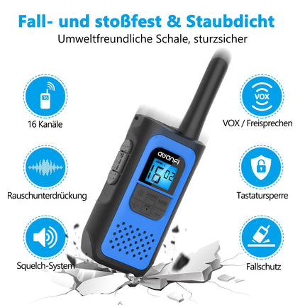 Walkie Talkie, AWANFI Walkie Talkie Set of 3 for Adults and Children, Rechargeable Walkie Talkie with Li-ion Battery, 16 Channels VOX Radio, Walkie Talkie with Type C Charging Cable for Biking, Camping, Hiking