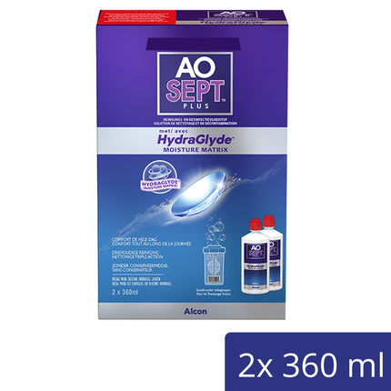 Aosept Plus with Hydraglyde Contact Lens Solution, Bulk Pack, 2 x 360 ml