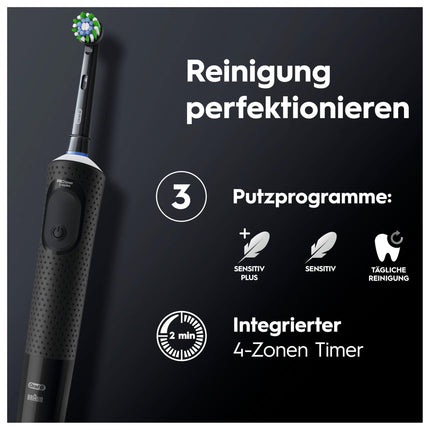 Oral-B Vitality Pro Electric Toothbrush, 1 brush head, 3 brushing modes for dental care, Designed by Braun, black