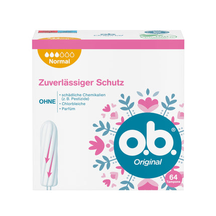 Whether Original Normal, tampons for medium/heavier days, StayDry technology &amp; curved grooves, reliable protection &amp; clean feeling (64 ST)