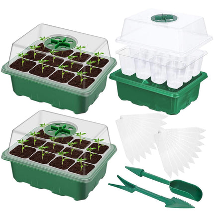 Meanju indoor greenhouse cultivation box, 3 pieces 36 cells mini greenhouses cultivation, cultivation trays cultivation set, cultivation trays seedling with lid, plastic cultivation trays for farm and courtyard