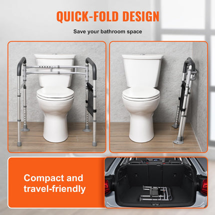 VEVOR Toilet Safety Railing Standing Aid Toilet 136 kg Toilet Seat with Non-Slip Handles, Toilet Handrails with Reinforced Aluminum Alloy Tube, for Pregnant Injured