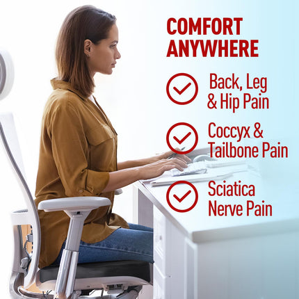 Seat cushion, memory foam coccyx cushion, ergonomic seat cushion, office chair, car seat cushion, wheelchair seat, for tailbone, sciatica, hemorrhoids, back pain relief