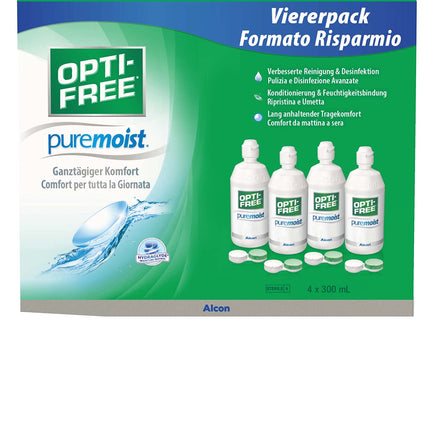 Opti-Free PureMoist Contact Lens Care Solution, System Pack, 4 x 300 ml