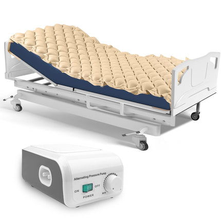 Kyltoor alternating pressure mattress against bedsores Bed pad against bedsores for hospital bed including inflatable air mattress and quiet pump, for the relief of bed sores and for the treatment