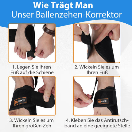 Healrecux 2x Hallux Valgus Correction Splint With 2x Toe Spreader for Toe Straightening for Day and Night, Hallux Valgus Bandage for Men and Women Protection of the Big Toe