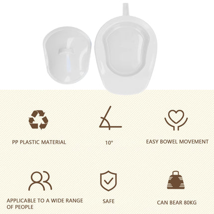Sturdy Portable Plastic Bedpan, Bedpan for Bedridden Patients with Lid Handle for Pregnant Women (White)