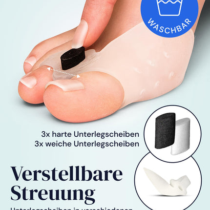 YOGAMEDIC 6-piece toe separator, hallux valgus correction set, toe protector - 0% BPA hallux gel splint toe correction, hammer toe pad ring - silicone gel toe separator for women and men, one-size-fits-all