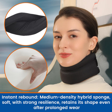 Willcom Neck Support for Neck Pain, Soft Cervical Collar for Sleeping, Vertebra Alignment and Stabilization, Relieves Pressure in the Spine (Black, Large, 35-42CM)