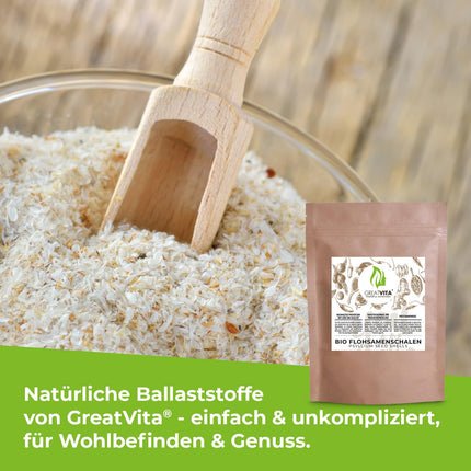 GreatVita Organic Psyllium Husks, 99% Pure, 500g Indian Psyllium Husks, High in Fiber, Powder