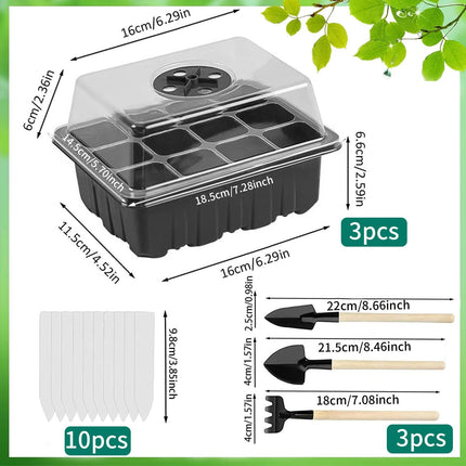 Indoor greenhouse cultivation box, 3 pieces 36 cells mini greenhouse cultivation, cultivation trays seedling, seedling starter trays greenhouse cultivation tray with lid and ventilation for seedling plant