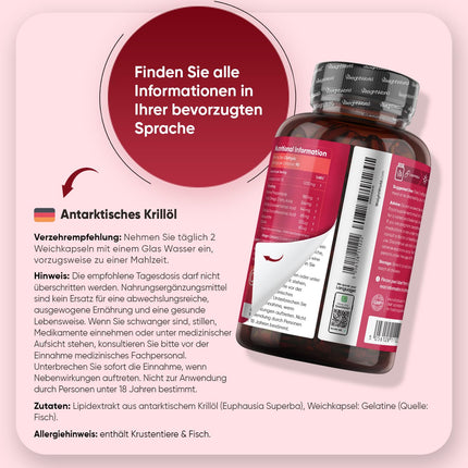 Antarctic Krill Oil Softgels - 1200mg per serving - Provides Omega 3, DHA, EPA, Astaxanthin, Choline &amp; Marine Phospholipids - 180 Softgels for 3 Months - Gluten-Free, Lactose-Free - WeightWorld